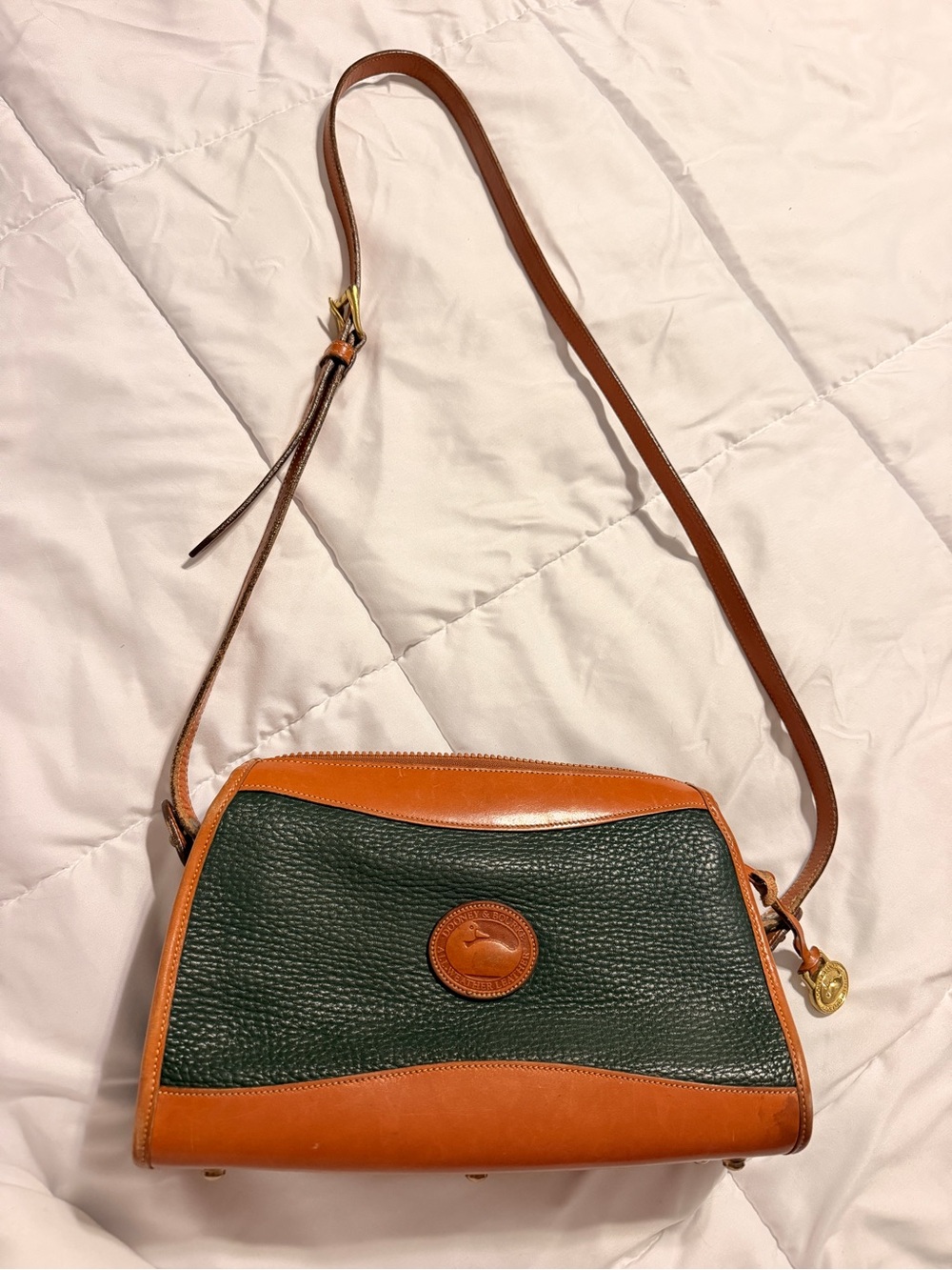 Dooney & Bourke Green and Brown AWL Leather Crossbody Bag